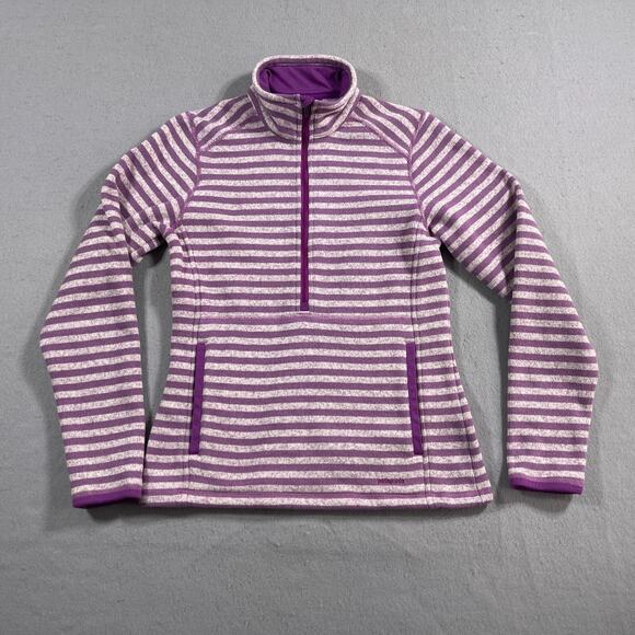 Patagonia Better Sweater Women's Small Marsupial‎ 1/2 Zip Mock Neck Pink Striped - Picture 1 of 8
